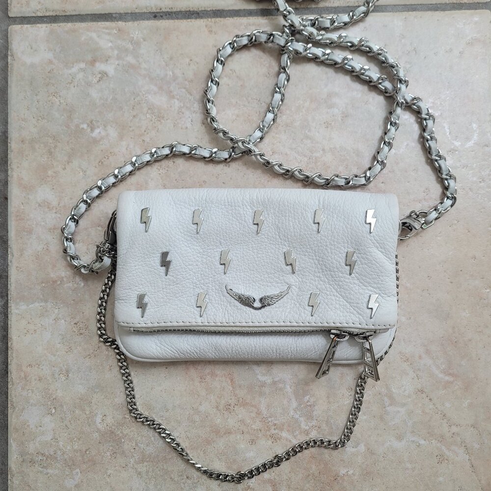 Zadig & Voltaire Rock Nano White Bag with Flash Bolts